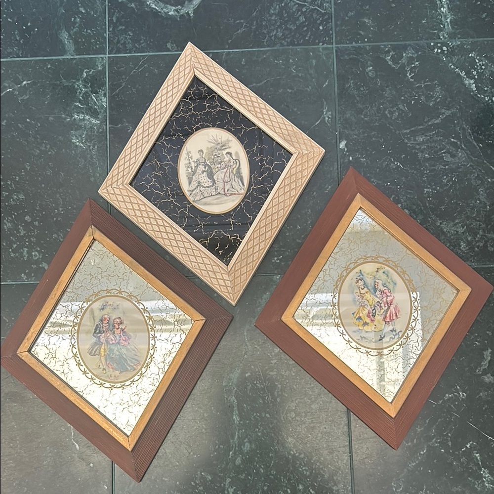 Vintage Framed Art Set of 3